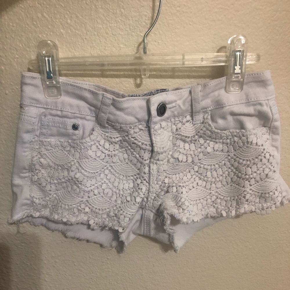 White Denim Shorts with Detail